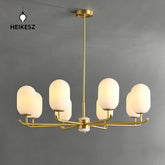 HEIKESZ all copper new Chinese chandelier dining room bedroom study jade modern living room lamp light fixtures for celling lights