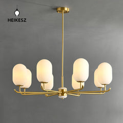 HEIKESZ all copper new Chinese chandelier dining room bedroom study jade modern living room lamp light fixtures for celling lights