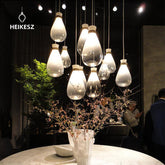 HEIKESZ Modern simple restaurant glass drifting bottle bag chandelier Nordic creative bedroom front bar wine bottle Internet celebrity chandelier lamp light fixtures for celling light