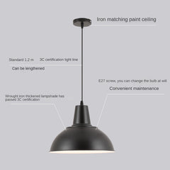 HEIKESZ Chandelier Retro Industrial Style Restaurant Lamps Single Head Zhongshan Creative Simple Office Dining Shop Commercial Lampshade