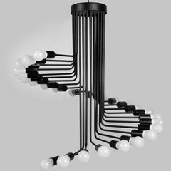 HEIKESZ Creative Wrought Iron Spiral Stair Chandelier American Retro Industrial Wind Restaurant and Cafe Clothing Store Decoration Chandelier LED Light for Bedroom Night Aesthetic Room Lamp
