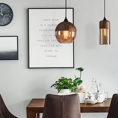 HEIKESZ Industrial Style Ceiling Light Single Head Creative Pendant Lamp for Restaurant Bar Cafe Glass Ball Chandelier