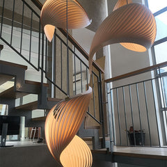 HAIKESZ Japanese Style Loft Staircase Pendant Light Creative Long Line Ceiling Lamp for Living Room Dining Art Wooden Lighting