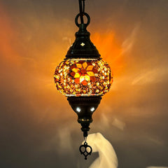 Turkish Classical Mosaic Ceiling Light Iron Art Single Pendant Lamp for Cafe Restaurant Hallway Lobby Luxury Decor