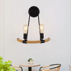 HEIKESZ Vintage Industrial Wall Light Rustic Iron Sconce with Rope Design for Cafe Bar Restaurant Corridor