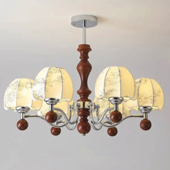French Retro Nanyang Style Walnut Chinese Dining Table Light Wabi **** Vintage Bedside Lamp Fabric Restaurant Pendant Light