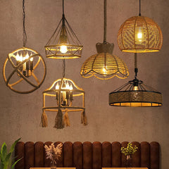 HEIKESZ Vintage Rope Ceiling Light Industrial Iron Pendant Lamp for Restaurant Bar Clothing BBQ Shop Retro Decor Commercial Lighting