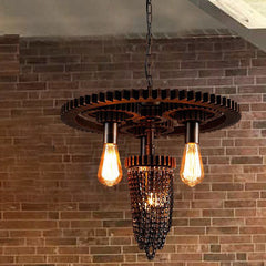 HEIKESZ Industrial Vintage Iron Pipe Ceiling Light for Cafe Restaurant Bar KTV Creative Retro Gear Pendant Lamp