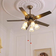 HEIKESZ New Chinese style wood leaf ceiling fan light living room dining room bedroom fan light silent frequency conversion household fan light chandelier cross-border