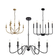 HEIKESZ Simple Luxury American Iron Chandelier Ceiling Light for Living Room Dining Bedroom Farmhouse Balcony Hallway Lighting