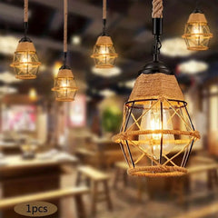 HEIKESZ Vintage American Style Rope Pendant Light Industrial Ceiling Lamp for Restaurant Cafe Bar Decor Wholesale