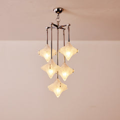 HEIKESZ Vintage Glass Ceiling Light Retro Brass Chandelier Designer Star Pendant for Living Room Dining Island Staircase