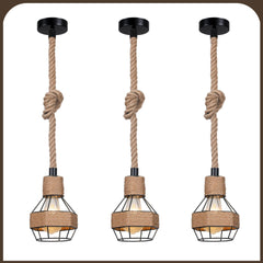 HEIKESZ Vintage American Style Rope Pendant Light Industrial Ceiling Lamp for Restaurant Cafe Bar Decor Wholesale