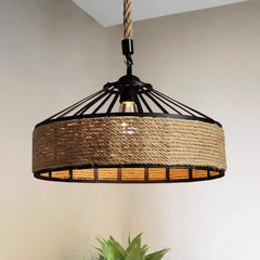HEIKESZ Vintage Industrial Rope Pendant Light Creative Mongolian Yurt Style for Cafe Restaurant Bar Counter