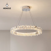 HEIKESZ Bedroom modern light luxury living room lamp designer creative warm flower crystal chandelier art round dining room lamp light fixtures for celling lights