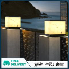 Solar Pillar Lamp Outdoor Yard Lamp Scagliola Waterproof Gate Wall Lamp Garden Decorative Pillar Door Pillar Lamp