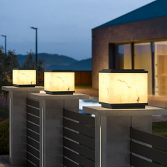 Solar Pillar Lamp Outdoor Yard Lamp Scagliola Waterproof Gate Wall Lamp Garden Decorative Pillar Door Pillar Lamp