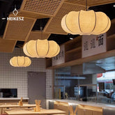 HEIKESZ Silk dining room chandelier simple creative living room hall light advanced feeling cream wind bedroom study stairs pumpkin lamp light fixtures for celling light