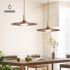 HEIKESZ Chinese antique restaurant chandelier retro flying saucer light bar counter Japanese wabi-sabi walnut color sleeping tea room dining table three-head lamp light fixtures for celling light