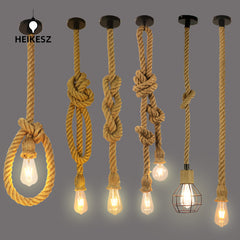 HEIKESZ Vintage Industrial Ceiling Light for Cafe Restaurant Bar Clothing Store with Rope Decoration Retro Style Hanging Lamp