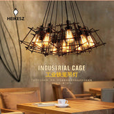 HEIKESZ American Retro Industrial Style Iron Cage Chandelier Living Room Dining Room Coffee Shop Bar Internet Coffee Clothing Shop Small Rubik's Cube Lights LED Light for Bedroom Night Aesthetic Room Lamp