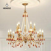 HEIKESZ Crystal chandelier French living room water drop lamp dining room lamp American hotel villa living room hall lamp light fixtures for celling lights