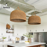 HEIKESZ Japanese Wabi Style Pendant Light Rattan Weaving Retro Hotel Bedroom Lamp Handmade Zen Tea Room Ceiling Lighting