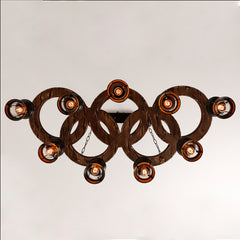 HEIKESZ Loft industrial style retro nostalgic bar chandelier solid wood bar clothing store creative five-ring chandelier