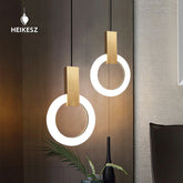 HEIKESZ Nordic bedside small chandelier light luxury simple modern personality creative bar counter bedroom background wall Led ring chandelier lamp light fixtures for celling light