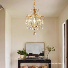HEIKESZ Vintage American Crystal Pendant Light French Style Mid Century Modern Chandelier for Dining Room Corridor Balcony Living Room Bedroom Luxury Lighting