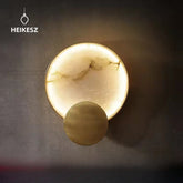 HEIKESZ Full copper wall lamp marble creative personality living room bedroom bedside aisle corridor post modern light luxury marble wall lamp lighting fixtures for celling lights