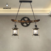 HEIKESZ American Retro Ceiling Light Living Room Dining Room Bedroom Bar Table Hot Pot Milk Tea Shop Creative Gear Industrial Style Chandelier LED Light for Bedroom Night Aesthetic Room Lamp