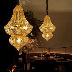 HEIKESZ New Moroccan hollow carving retro exotic Xinjiang characteristic restaurant B & B hotel antique chandelierChandelier, restaurant light, living room light