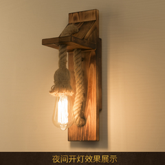 HEIKESZ American Retro Wooden Wall Lamp Restaurant Coffee Shop Bar Lamp Industrial Style Aisle Corridor Creative Decorative Light LED Light for Bedroom Night Aesthetic Room Lamp