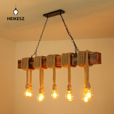 HEIKESZ American Retro Industrial Style Chandelier Creative Solid Wood Light Bar Restaurant Coffee Shop B & B Living Room Tea Room Light LED Light for Bedroom Night Aesthetic Room Lamp
