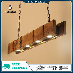 HEIKESZ 【One-year warranty, free shipping】American Retro Boat Wooden Chandelier Restaurant Bar Internet Coffee Clothing Store Bar Industrial Style Distressed Solid Wood Projection Light