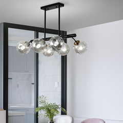 HEIKESZ Modern Long Dining Table Lamp Magic Bean Glass Chandelier Light Luxury Personality Living Room Study Bedroom Lighting