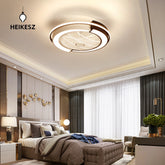 HEIKESZ Modern LED Ceiling Fan Light for Bedroom Home Use Energy Saving Quiet Ceiling Fan with Light Simple Design