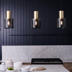 HEIKESZ Modern Luxury Nordic Droplight Electroplated Smoky Gray Glass Lamp for Living Room Bedroom Dining Room Ceiling Lighting