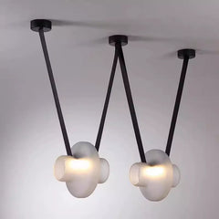 HEIKESZ Nordic new restaurant bar chandelier designer personalized creative study model room island platform belt glass chandelier lamp light fixtures for celling light