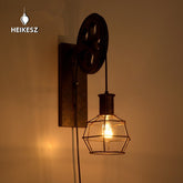 HEIKESZ 【One-year warranty, free shipping】LOFT Industrial Style Wall Lamp Restaurant and Cafe Leisure Bar Creative Pulley Lamp American Retro Bar Decoration Wall Lamp
