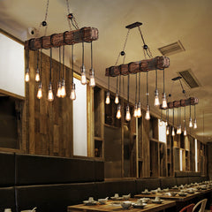 HEIKESZ American Retro Industrial Style Restaurant Coffee Shop Boat Wooden Chandelier Creative Bar Restaurant Box Nostalgic Wood Lamps LED Light for Bedroom Night Aestitic Room Lamp