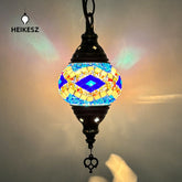 Turkish Classical Mosaic Ceiling Light Iron Art Single Pendant Lamp for Cafe Restaurant Hallway Lobby Luxury Decor