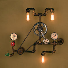 HEIKESZ Loft Retro Industrial Wind Wall Lamp Creative Wrought Iron Gear Wall Lamp Diners Cafe Bar Counter Club Decoration Lamp LED Light for Bedroom Night Aesthetic Room Lamp