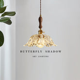 Vintage Pendant Light Mid Century Modern Bedroom Ceiling Lamp Walnut Wood Retro Wabi Sabi Japanese Style Cream Aesthetic Dining Room Corridor Hanging Light