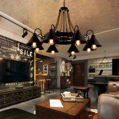 Loft Retro Industrial Style Ceiling Lamp Creative Restaurant Bar Lamp American Lampshade Restaurant Private Room Dining Table Chandelier LED Light for Bedroom Night Aesthetic Room Lamp