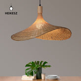 HEIKESZ Cross-border bamboo chandelier New Chinese style tea room rattan art South East Asia Japanese style lamp straw hat lamp staircase bamboo art lamp light fixtures for celling light