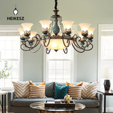HEIKESZ Ceramic living room chandelier dining room light bedroom study light simple European lighting luxury atmosphere American retro lamp light fixtures for celling light