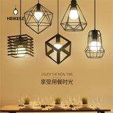 HEIKESZ Creative Small Iron Cage Pendant Lamp Aisle Corridor Vintage Industrial Style Wrought Iron Entrance Restaurant Bar Bedroom Balcony Pendant Lamp LED Light for Bedroom Night Aesthetic Room Lamp