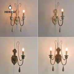 HEIKESZ American country French pastoral retro old wall lamp living room dining room bedroom corridor stairwell decorative lamp